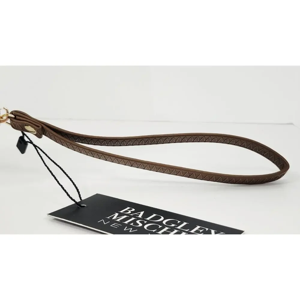 Badgley Mischka Tan Brown Suede Zip Around Wristlet Continental Wallet NWT
